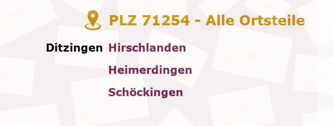 Postleitzahl 71254 Ditzingen, Baden-Württemberg - Alle Orte und Ortsteile