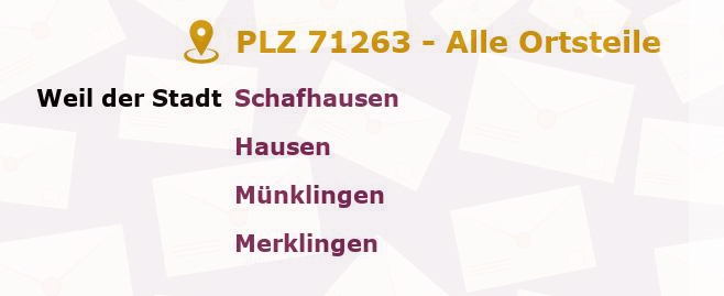 Postleitzahl 71263 Weil der Stadt, Baden-Württemberg - Alle Orte und Ortsteile