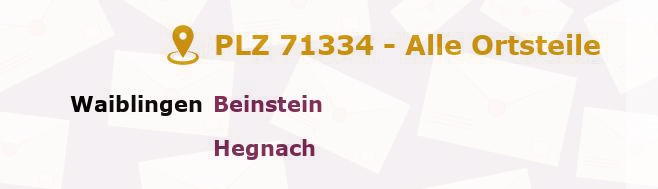 Postleitzahl 71334 Waiblingen, Baden-Württemberg - Alle Orte und Ortsteile