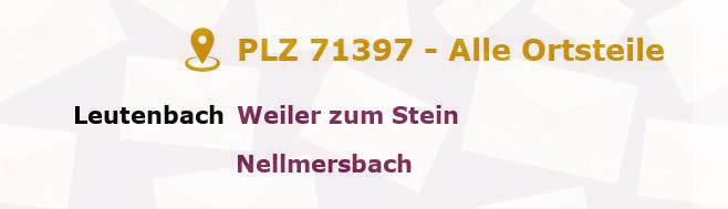 Postleitzahl 71397 Leutenbach, Baden-Württemberg - Alle Orte und Ortsteile