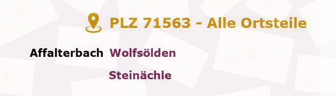 Postleitzahl 71563 Affalterbach, Baden-Württemberg - Alle Orte und Ortsteile