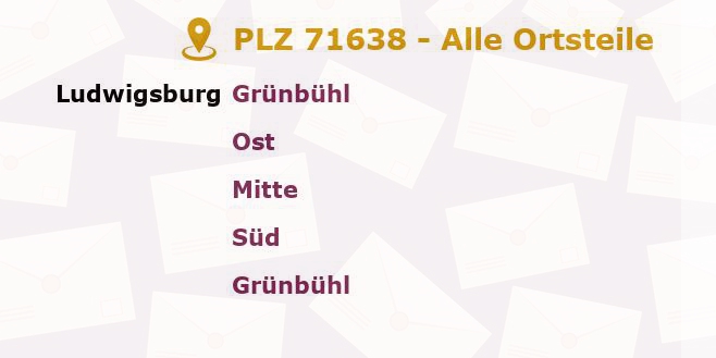 Postleitzahl 71638 Ludwigsburg, Baden-Württemberg - Alle Orte und Ortsteile