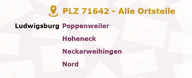 Postleitzahl 71642 Ludwigsburg, Baden-Württemberg - Alle Orte und Ortsteile