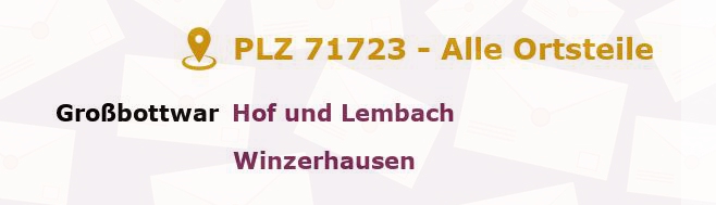 Postleitzahl 71723 Großbottwar, Baden-Württemberg - Alle Orte und Ortsteile