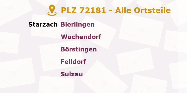 Postleitzahl 72181 Baden-Württemberg - Alle Orte und Ortsteile