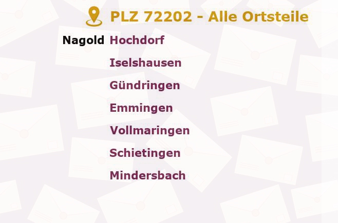 Postleitzahl 72202 Nagold, Baden-Württemberg - Alle Orte und Ortsteile