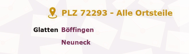 Postleitzahl 72293 Glatten, Baden-Württemberg - Alle Orte und Ortsteile