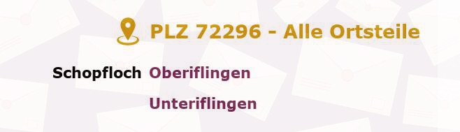 Postleitzahl 72296 Freudenstadt, Baden-Württemberg - Alle Orte und Ortsteile