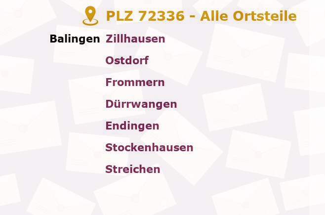 Postleitzahl 72336 Balingen, Baden-Württemberg - Alle Orte und Ortsteile