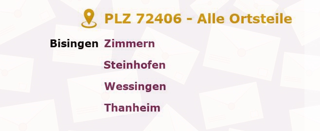 Postleitzahl 72406 Bisingen, Baden-Württemberg - Alle Orte und Ortsteile