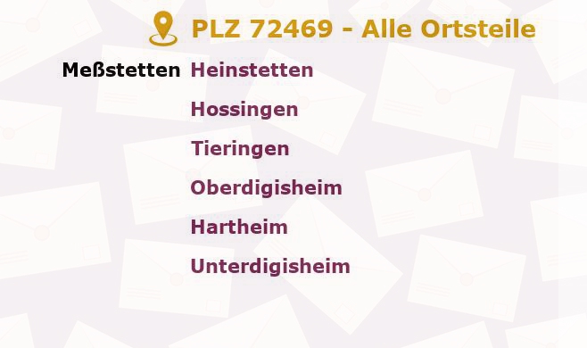 Postleitzahl 72469 Meßstetten, Baden-Württemberg - Alle Orte und Ortsteile