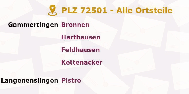 Postleitzahl 72501 Gammertingen, Baden-Württemberg - Alle Orte und Ortsteile