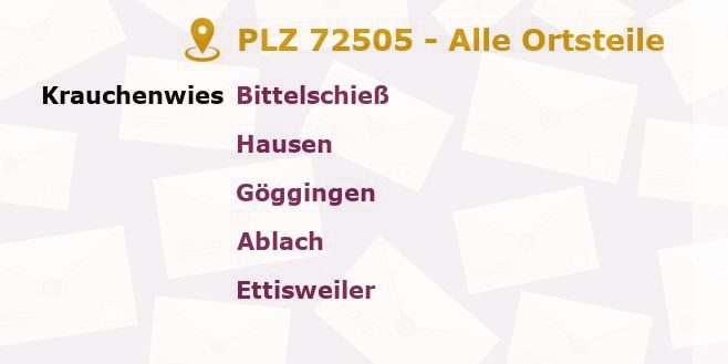 Postleitzahl 72505 Krauchenwies, Baden-Württemberg - Alle Orte und Ortsteile