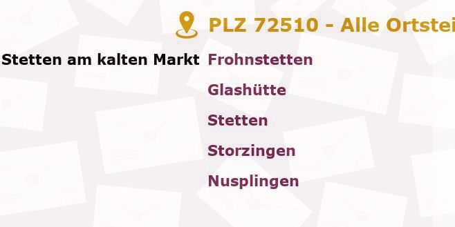 Postleitzahl 72510 Stetten am kalten Markt, Baden-Württemberg - Alle Orte und Ortsteile