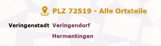 Postleitzahl 72519 Veringenstadt, Baden-Württemberg - Alle Orte und Ortsteile