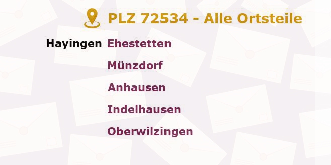 Postleitzahl 72534 Hayingen, Baden-Württemberg - Alle Orte und Ortsteile