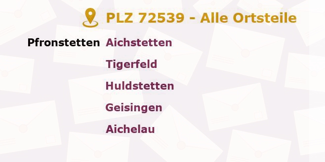 Postleitzahl 72539 Pfronstetten, Baden-Württemberg - Alle Orte und Ortsteile