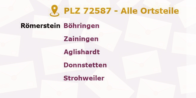 Postleitzahl 72587 Reutlingen, Baden-Württemberg - Alle Orte und Ortsteile