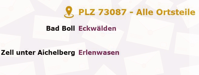 Postleitzahl 73087 Boll, Baden-Württemberg - Alle Orte und Ortsteile