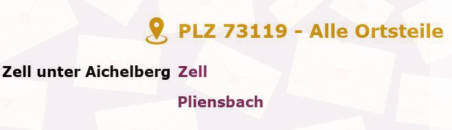 Postleitzahl 73119 Zell unter Aichelberg, Baden-Württemberg - Alle Orte und Ortsteile