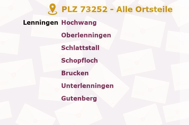 Postleitzahl 73252 Baden-Württemberg - Alle Orte und Ortsteile