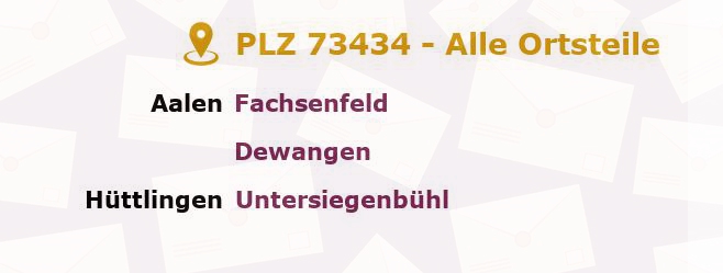 Postleitzahl 73434 Aalen, Baden-Württemberg - Alle Orte und Ortsteile