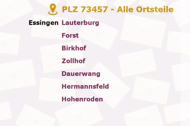 Postleitzahl 73457 Essingen, Baden-Württemberg - Alle Orte und Ortsteile