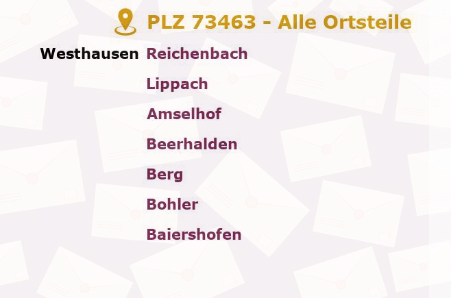 Postleitzahl 73463 Westhausen, Baden-Württemberg - Alle Orte und Ortsteile