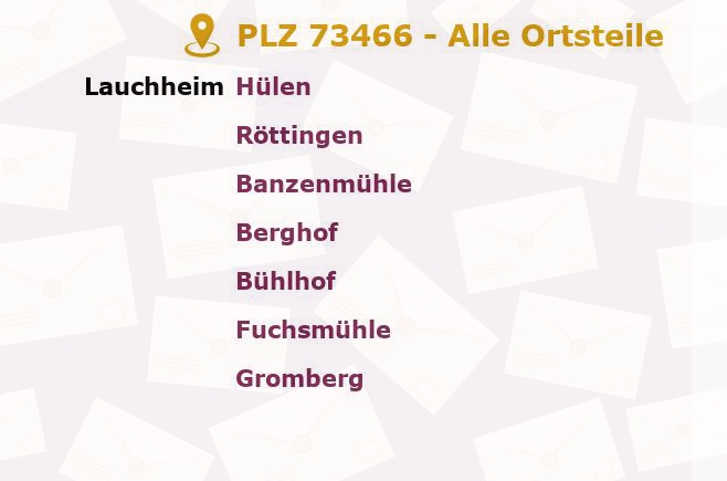 Postleitzahl 73466 Lauchheim, Baden-Württemberg - Alle Orte und Ortsteile