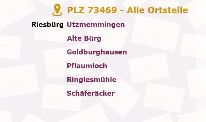 Postleitzahl 73469 Bayern - Alle Orte und Ortsteile