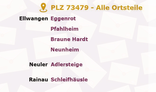 Postleitzahl 73479 Ellwangen, Baden-Württemberg - Alle Orte und Ortsteile