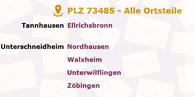 Postleitzahl 73485 Unterschneidheim, Baden-Württemberg - Alle Orte und Ortsteile