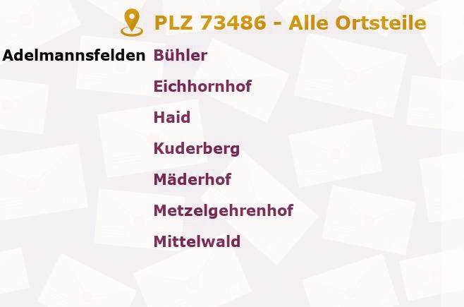 Postleitzahl 73486 Adelmannsfelden, Baden-Württemberg - Alle Orte und Ortsteile