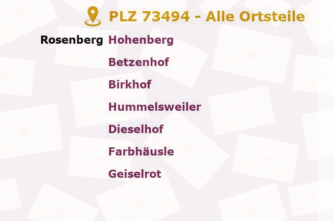 Postleitzahl 73494 Rosenberg, Baden-Württemberg - Alle Orte und Ortsteile