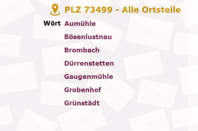 Postleitzahl 73499 Wört, Baden-Württemberg - Alle Orte und Ortsteile