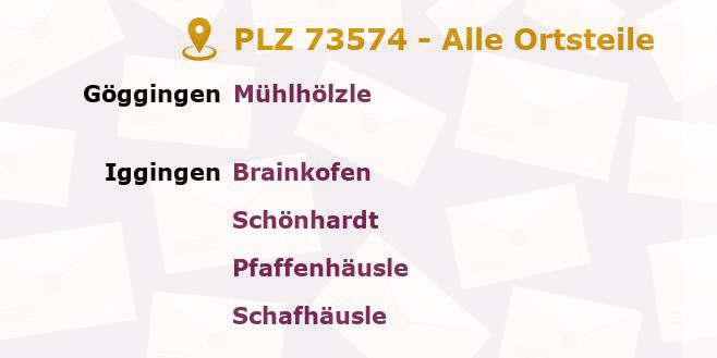 Postleitzahl 73574 Iggingen, Baden-Württemberg - Alle Orte und Ortsteile