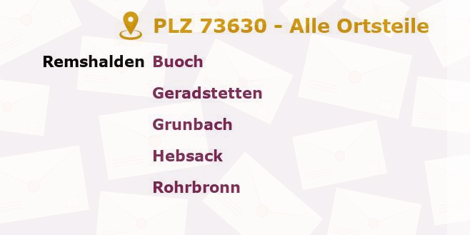 Postleitzahl 73630 Baden-Württemberg - Alle Orte und Ortsteile