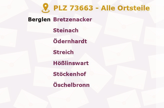 Postleitzahl 73663 Baden-Württemberg - Alle Orte und Ortsteile
