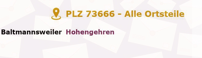 Postleitzahl 73666 Baltmannsweiler, Baden-Württemberg - Alle Orte und Ortsteile