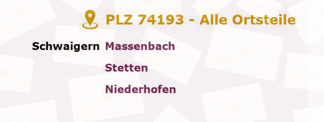 Postleitzahl 74193 Schwaigern, Baden-Württemberg - Alle Orte und Ortsteile