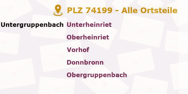 Postleitzahl 74199 Untergruppenbach, Baden-Württemberg - Alle Orte und Ortsteile