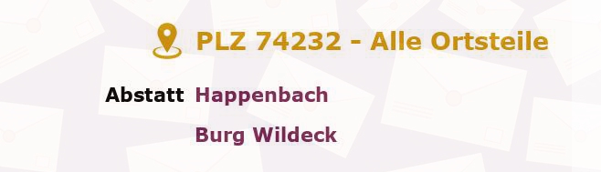 Postleitzahl 74232 Abstatt, Baden-Württemberg - Alle Orte und Ortsteile