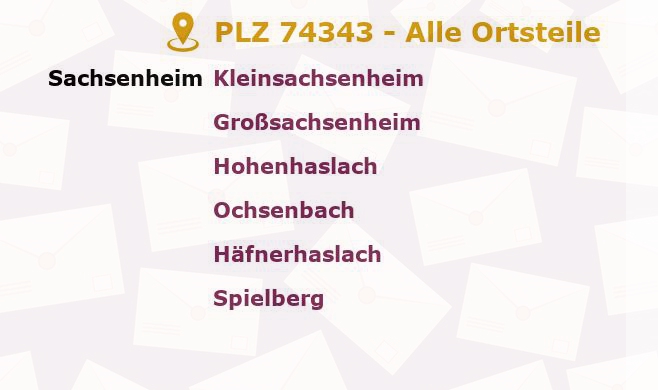 Postleitzahl 74343 Baden-Württemberg - Alle Orte und Ortsteile