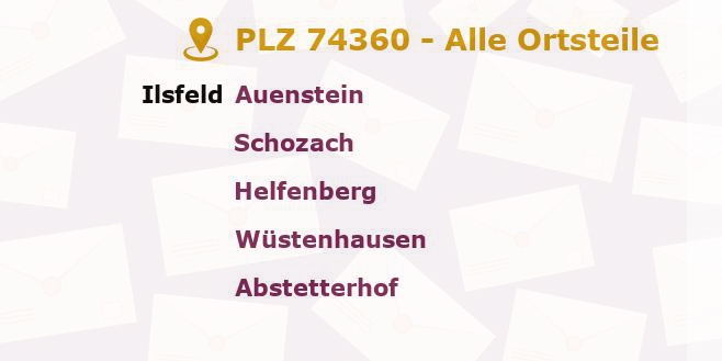 Postleitzahl 74360 Ilsfeld, Baden-Württemberg - Alle Orte und Ortsteile