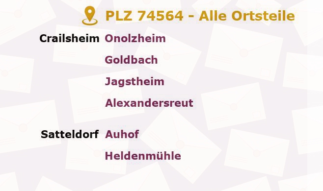 Postleitzahl 74564 Crailsheim, Baden-Württemberg - Alle Orte und Ortsteile