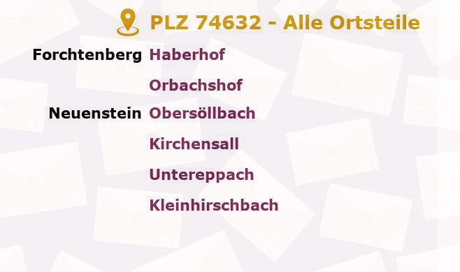 Postleitzahl 74632 Neuenstein, Baden-Württemberg - Alle Orte und Ortsteile