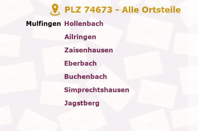 Postleitzahl 74673 Mulfingen, Baden-Württemberg - Alle Orte und Ortsteile