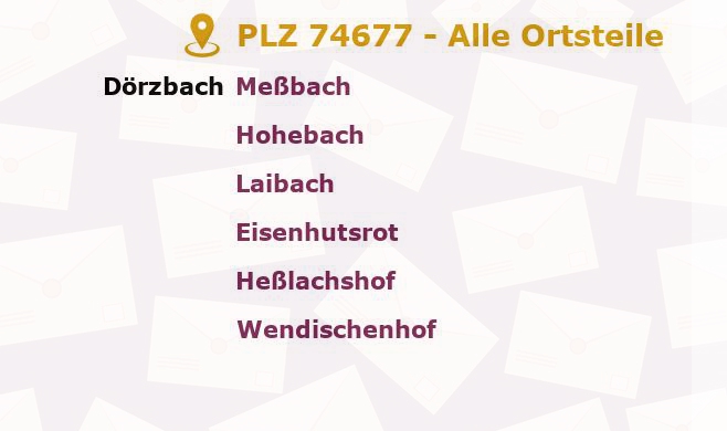 Postleitzahl 74677 Dörzbach, Baden-Württemberg - Alle Orte und Ortsteile