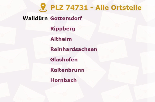 Postleitzahl 74731 Walldürn, Baden-Württemberg - Alle Orte und Ortsteile