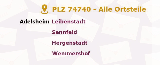 Postleitzahl 74740 Adelsheim, Baden-Württemberg - Alle Orte und Ortsteile